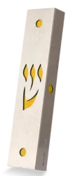 Sleek stainless steel and acrylic mezuzah case