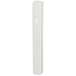White Plastic Mezuzah with Rubber Cork