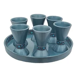 Anodized aluminum Kiddush Set- Light Blue