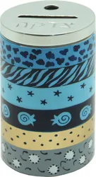 Hand painted enamel Tzedakah Box-Blue