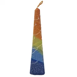 Decorated Pyramid Havdalah Candle- Orange & Blue