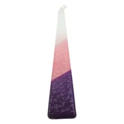 Decorated Pyramid Havdalah Candle- White Pink & Purple