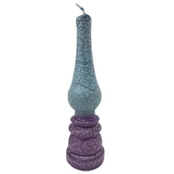 Decorated Lantern Havdalah candle- Blue & Purple