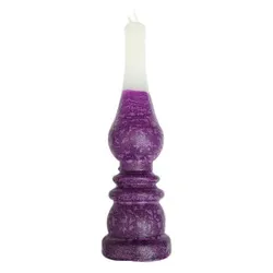 Decorated Lantern Havdalah candle- White & Purple