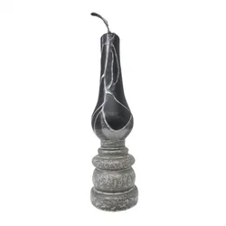Decorated Lantern Havdalah candle- Black & Gray