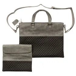 U Fabric Talit & Tefilin Set with Handles- Black and Gray