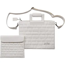 PU Fabric Talit & Tefilin Set - White
