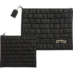 Leatherette Talit - Tefilin Set with Embossed logo