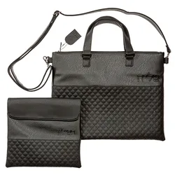 PU Fabric Talit & Tefilin Set with Handles- Black