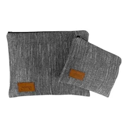 Tallit and Tefillin Bag Set, Grey Black Embossed Leather