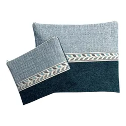 Set of Tallit and Tefillin Bags Turquoise Light Blue Leaves