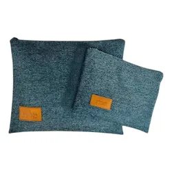 Turquoise Tallit and Tefillin Bag Set with Leather Embossing