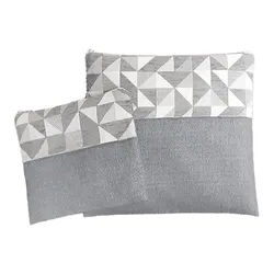 Gray woven tallit and tefillin bag set with triangles