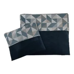 Turquoise woven tallit and tefillin bag set with triangles