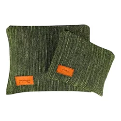 Green embossed leather tallit and tefillin bag set