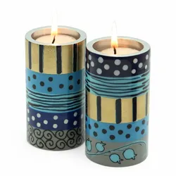 Enaamel Candlesticks- Gray&Blue