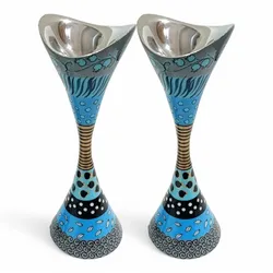 Enaamel Candlesticks- Gray&Blue