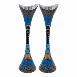 Enaamel Candlesticks- Gray&Blue