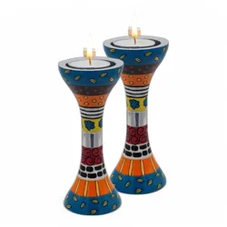 Enaamel Candlesticks- Blue&Orange