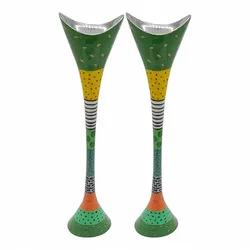 Tall candlesticks -Enamel - Green