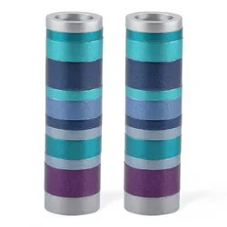 Cylinder Small Candlesticks + Full Rings - Blue