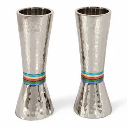 Candlesticks - Hammer Work + Rings - Multicolor