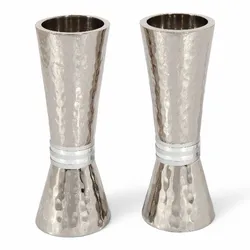 Candlesticks - Hammer Work + Rings - Silver