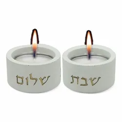 Concrete Candlesticks- White