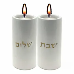 Concrete Candlesticks- White