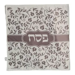 Matza Cover - Pomegranate decorations in gray