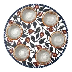 Seder plate with lasercut pomegranates pattern