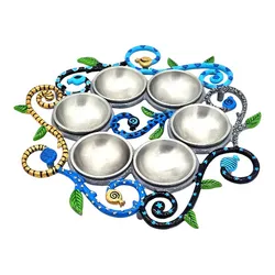 Hand painted enamel Seder plate