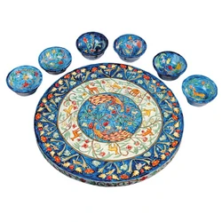 Pessach Seder Plate + Six Bowls - Peacocks