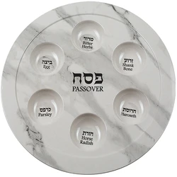 Melamine Passover Plate - White Marble