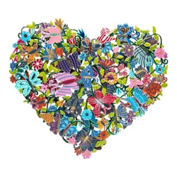 Heart - Hand Painted Metal Cutout - Butterflies