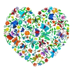 Heart - Hand Painted Metal Cutout - Butterflies