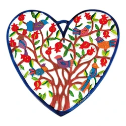 Large Metal Heart - Hand Painted - Pomegranates