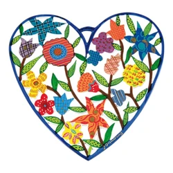 Small Metal Heart - Hand Painted - Flowers