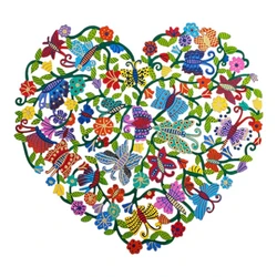 Heart - Hand Painted Metal Cutout - Butterflies