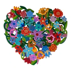 Double Metal Cutout - Hand Painted - Heart - Flowers