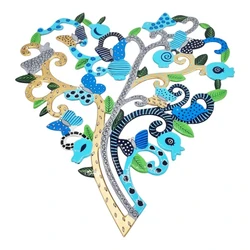 Decorative heart tree for hanging on the wall - made of enamel-painted metal