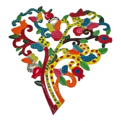 Decorative heart tree for hanging on the wall - made of enamel-painted metal