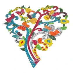 Decorative heart tree for hanging on the wall - made of enamel-painted metal