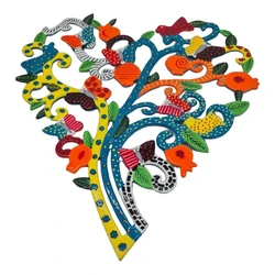 Decorative heart tree for hanging on the wall - made of enamel-painted metal