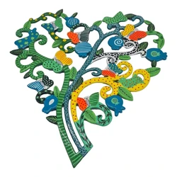 Decorative heart tree for hanging on the wall - made of enamel-painted metal