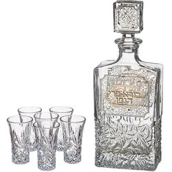 Set of Crystal Wine Bottle with 6 Liquer Glass