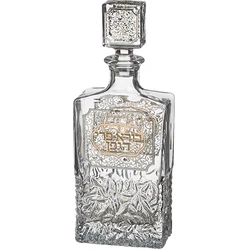 Crystal Wine Bottle with Metal Plaque