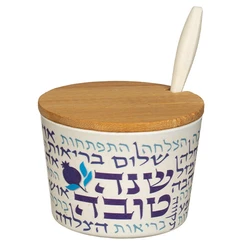 Bamboo Honey Dish "Shana Tovah"
