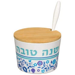 Bamboo Honey Dish "Shana Tovah"