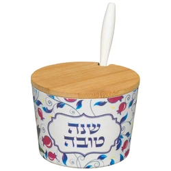 Bamboo Honey Dish "Shana Tovah"